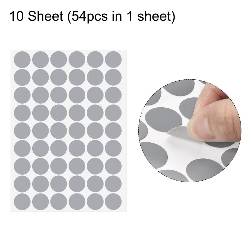 يو إكس سيل 10 ورقات/540 قطعة من ملصقات غطاء فتحة المسمار من uxcell، أغطية أغطية ذاتية اللصق من البولي فينيل كلوريد بقطر 21 مم مقاومة للغبار لخزانة الأثاث الخشبي ورف خزانة الملابس، رمادي - Image 3